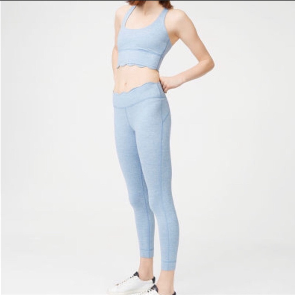 Club Monaco Blue Scalloped Workout Set